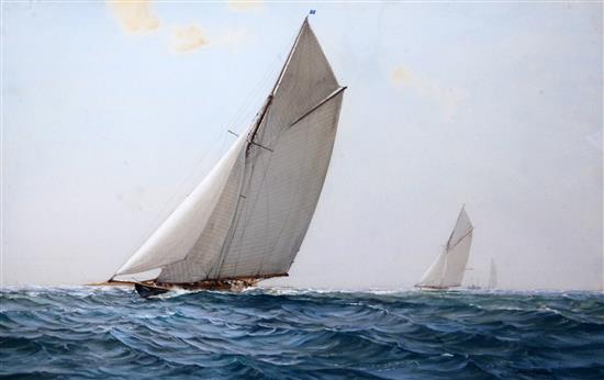 § Montague Dawson (1890-1973) Racing yachts at sea 16.5 x 26.25in.
